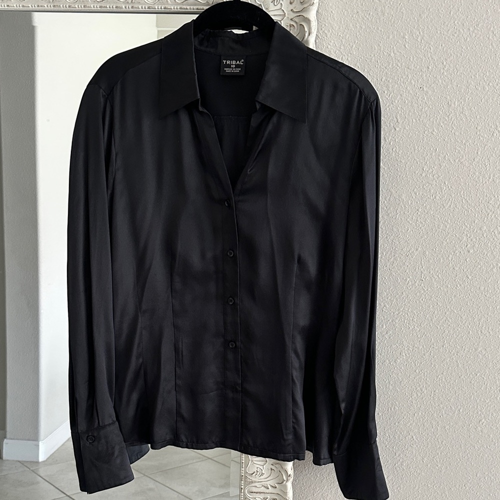 Tribal Women's Black Button Down Shirt